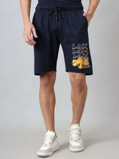 Free Authority Navy Blue Regular Fit Printed Shorts-picture-17