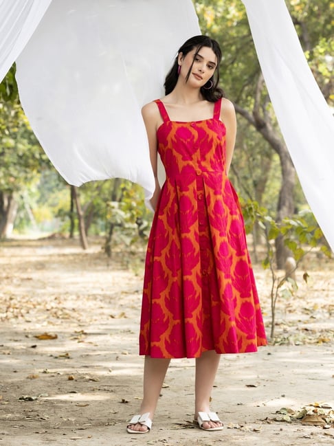 Mabish By Sonal Jain Pink Cotton Regular Fit Printed Dress