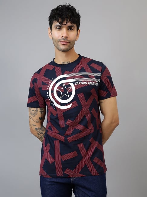 Free Authority Navy Blue Cotton Oversized Printed T-Shirt-picture-40