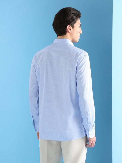 Arrow Blue Chequered Regular Fit Shirt - Main Image
