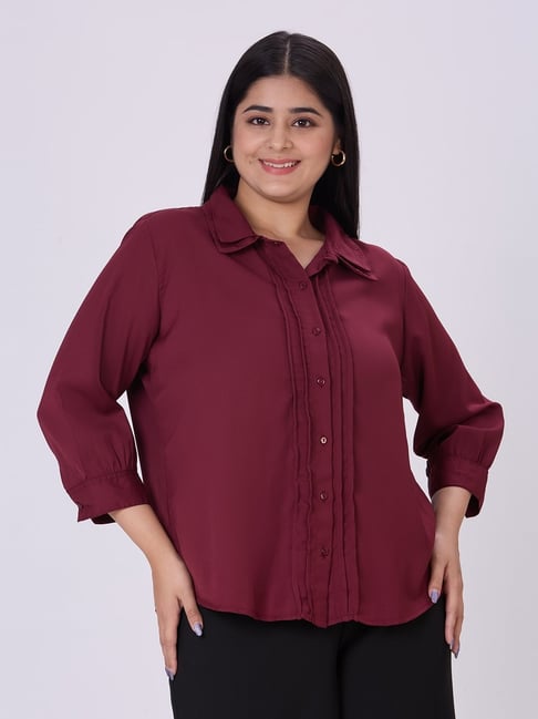 Style Quotient Maroon Polyester Solid Shirt-picture-19