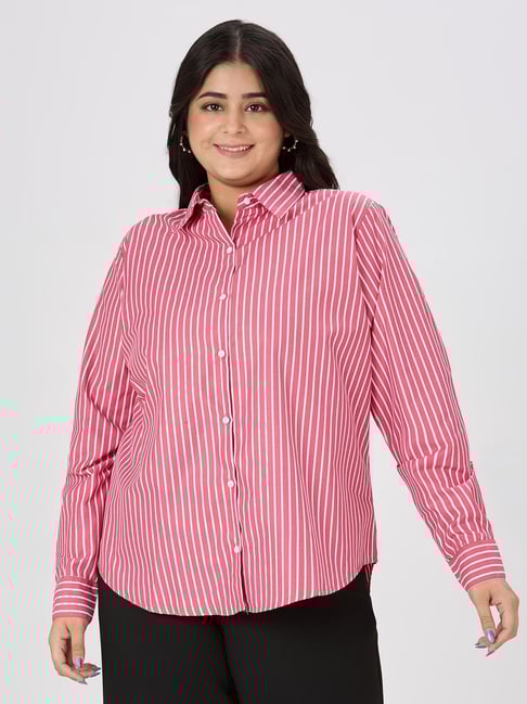 Style Quotient Pink Blended Striped Shirt-picture-29