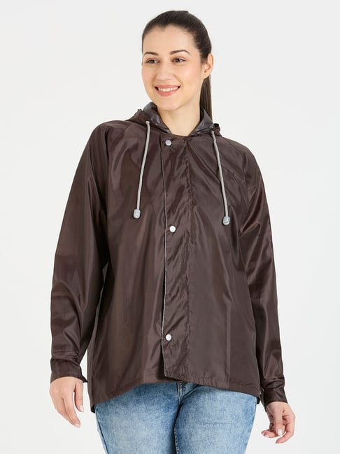 Style Quotient Brown Polyester Solid Rain Jacket