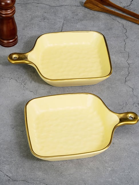 ROXX Yellow Porcelain Rectangle Platter - Set of 2