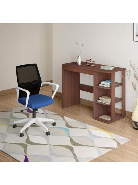 Godrej Interio Vurv-Ewa Wood Study Table Free Standing Finish Color - Blue and Brown, Chair Included