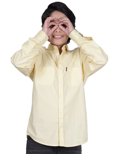 Cantabil Boys Yellow Cotton Solid Shirt-picture-18