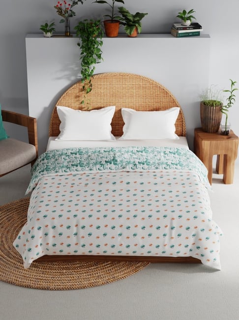 Bianca Mezzo Aqua & White Cotton Geometric Double Dohar