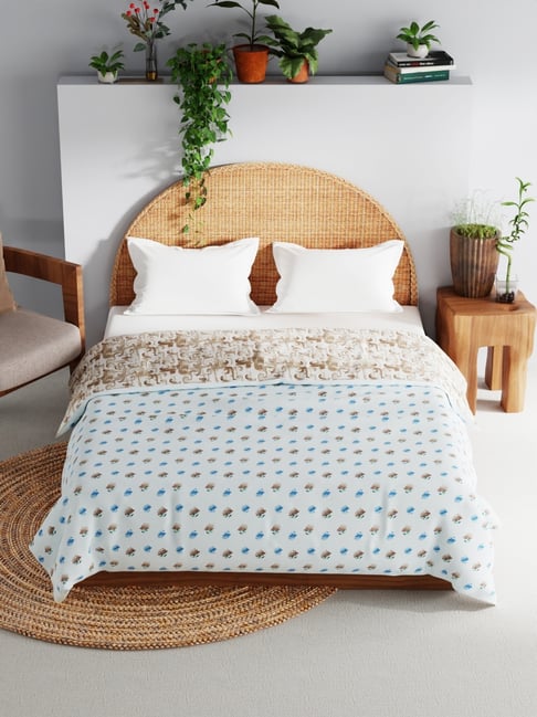 Bianca Mezzo Khaki & White Cotton Geometric Double Dohar