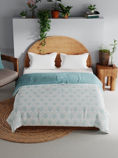 Bianca Mezzo Khaki & White Cotton Floral Double Dohar