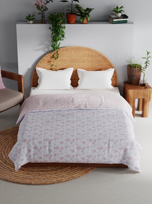 Bianca Mezzo Pink & White Cotton Floral Double Dohar