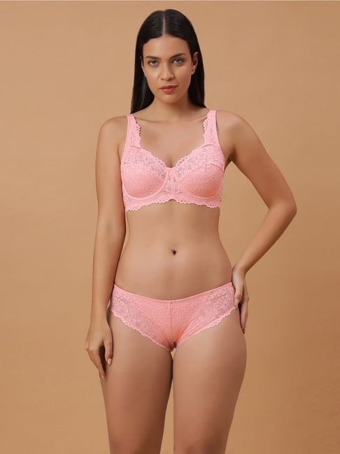 Soie Pink Solid Lingerie Set