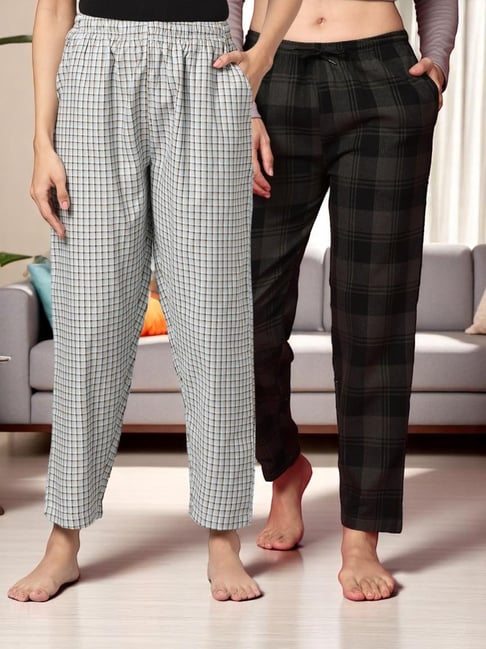 Kryptic Green & Blue Cotton Relaxed Fit Printed Lounge Pants - Pack of 2-picture-42