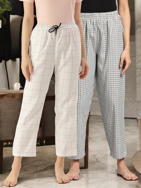 Kryptic Blue & White Cotton Relaxed Fit Printed Lounge Pants - Pack of 2-picture-19