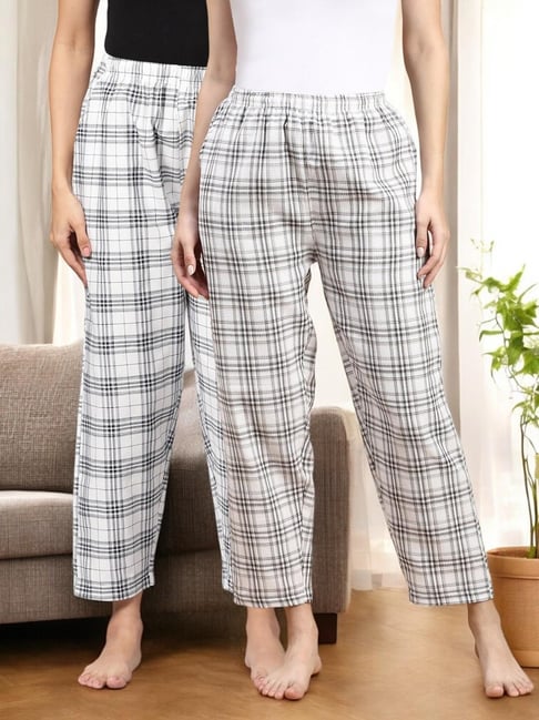 Kryptic Grey & White Cotton Relaxed Fit Printed Lounge Pants - Pack of 2-picture-22