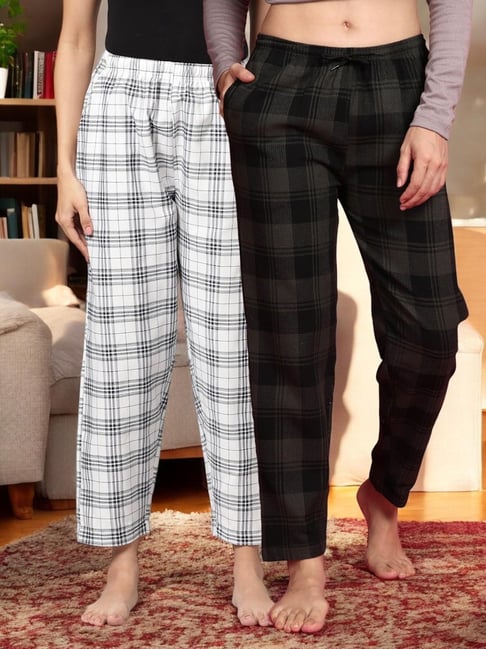 Kryptic Green & White Cotton Relaxed Fit Printed Lounge Pants - Pack of 2-picture-47