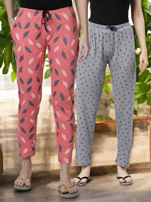 Kryptic Grey & Orange Cotton Relaxed Fit Printed Lounge Pants - Pack of 2-picture-32