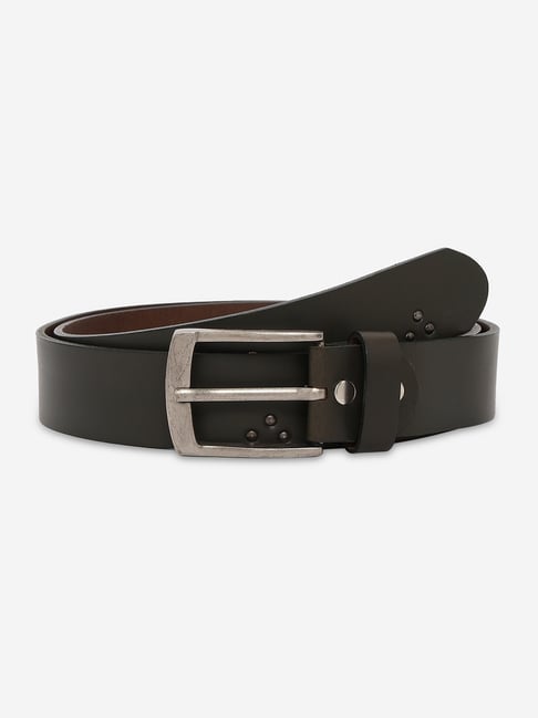 spykar green leather casual belt