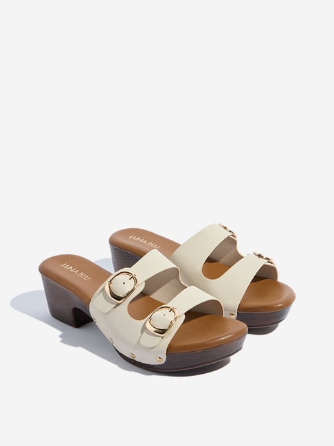 LUNA BLU by Westside Ivory Dual-Strap Block Sandals-picture-13