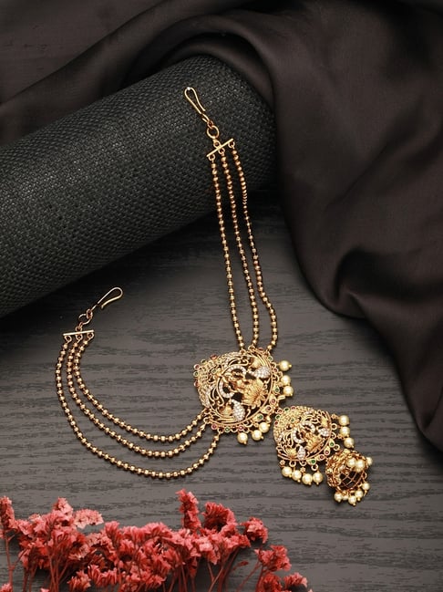 Saraf RS Jewellery Gold Kemp Pearl Beaded Shri Lakshmi Bridal