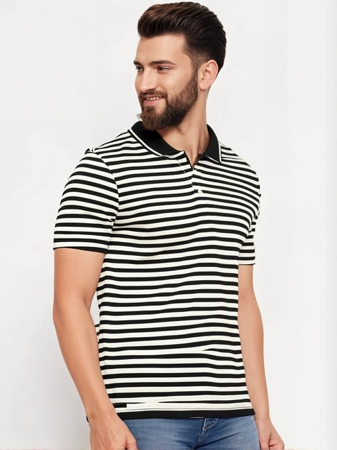 Vimal Jonney Black Cotton Regular Fit Striped Polo T-Shirt-picture-26