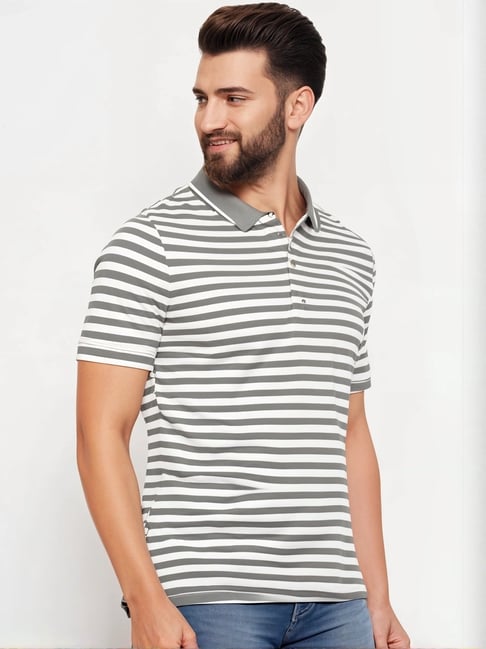 Vimal Jonney Grey Cotton Regular Fit Striped Polo T-Shirt-picture-45