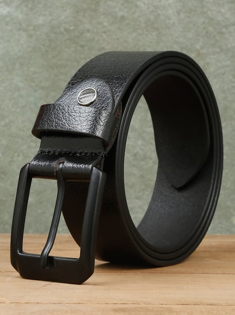 Teakwood Leathers Black Leather Solid Casual Belt