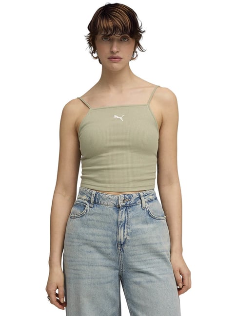 Puma Green Wardrobe Essentials Slim Fit Ribbed Tank Top-picture-16