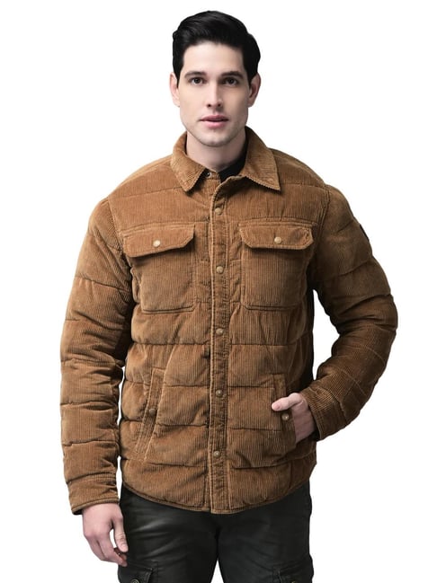 Woodland Camel Cotton Regular Fit Self Design Jacket