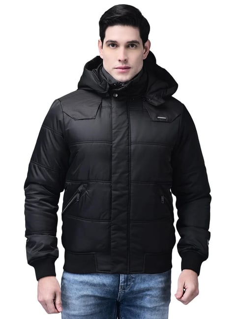 Quilted Jacket Men Woodland Jacket Buy Woodland Black Regular Fit