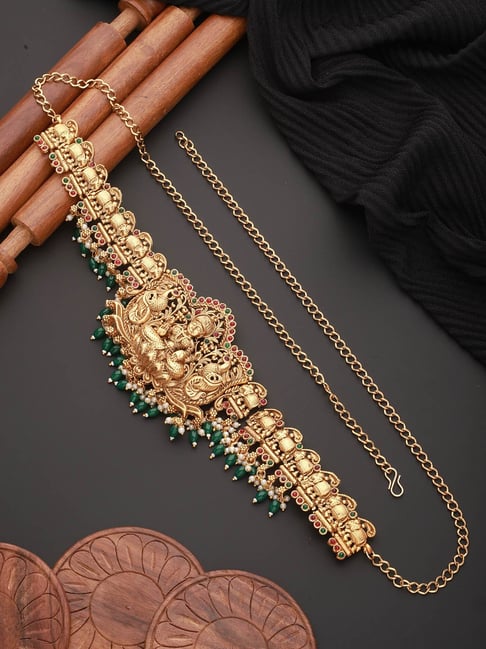 Saraf RS Jewellery Multi Pearls Beaded Shri lakshmi Motif Bridal Hip Belt Waistband