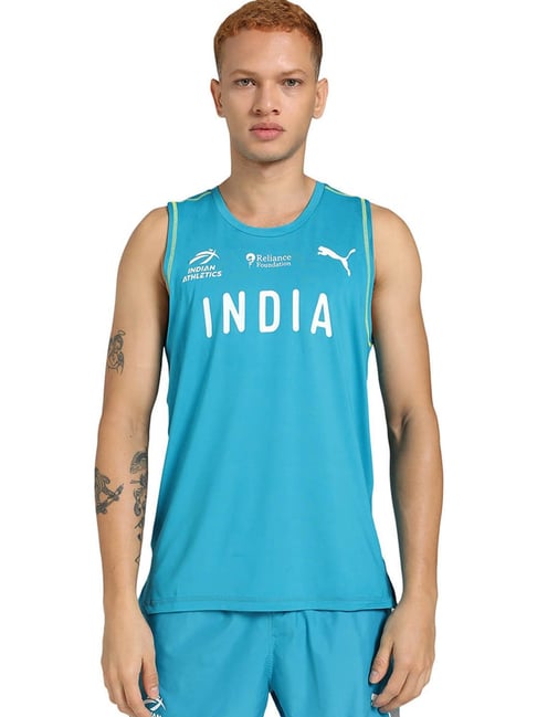 Puma Blue Athletics Federation Of India Regular Fit Track T-Shirt