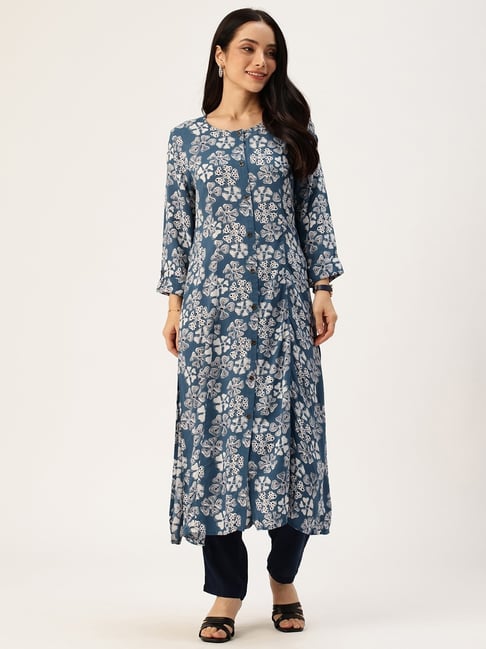 Amukti Blue Rayon Printed Kurti-picture-23