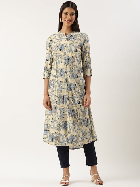 Amukti Beige Rayon Printed Kurti-picture-18