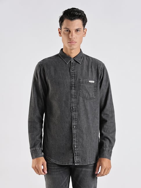 CALVIN KLEIN JEANS Grey Cotton Regular Fit Solid Shirt-picture-40