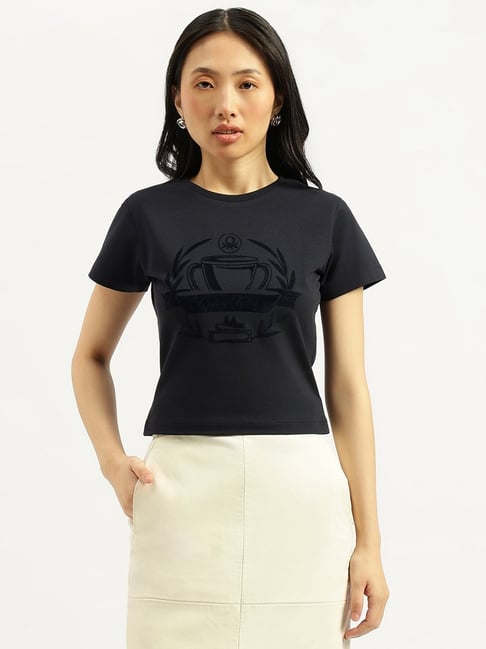 United Colors Of Benetton Grey Cotton Blend Graphic T-Shirt-picture-11