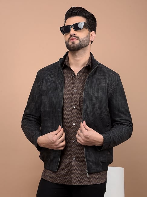 Crimsoune Club Black Regular Fit Checquered Jacket-picture-17
