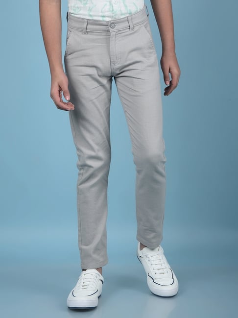 Crimsoune Club Boys Grey Self Design Trousers-picture-23