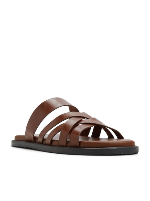 ALDO Men's Cognac Brown Cross Strap Sandals-picture-35