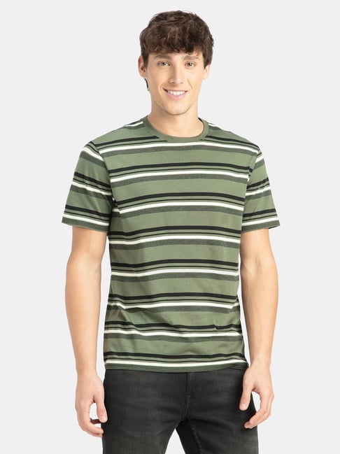 Jockey Green Regular Fit Striped T-Shirt-picture-30