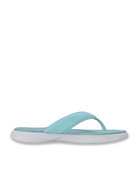 Puma Women's White, Safe Lake & Tropical Blue Royalcat Softride Lumina Flip Flops