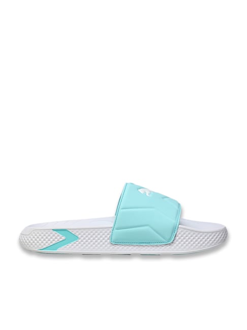 Puma Women's White, Safe Lake & Aqua SoftridePro Leadpuff Slides