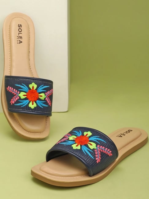 Paragon Women's Navy Blue Slides-picture-15