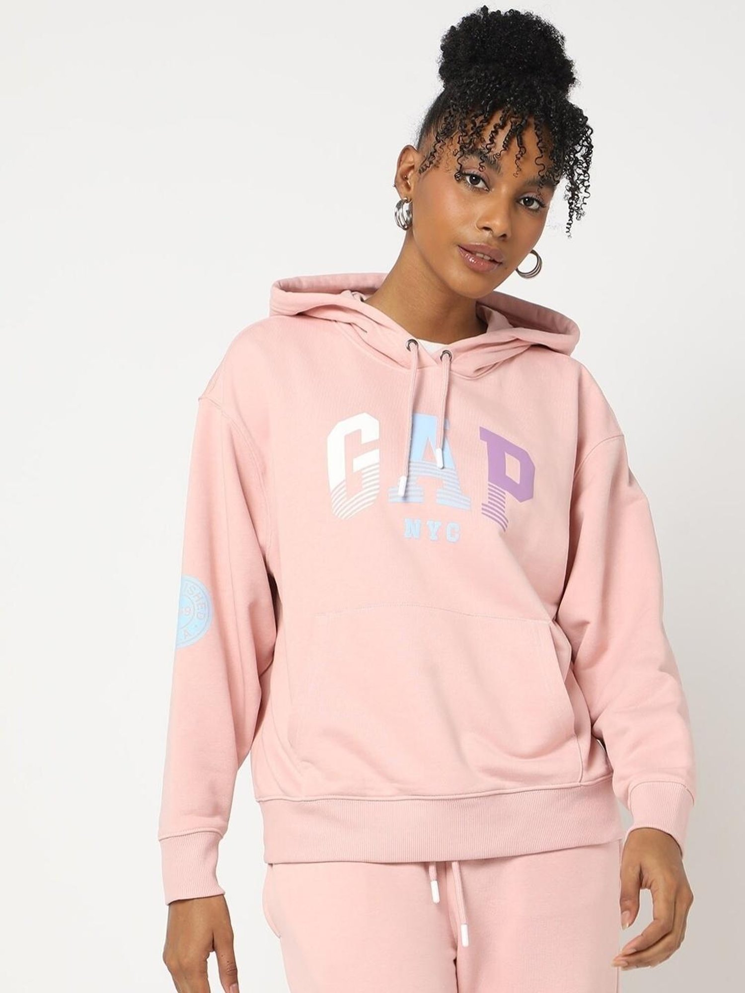 GAP Pink Regular Fit Graphic Hooded Sweatshirt