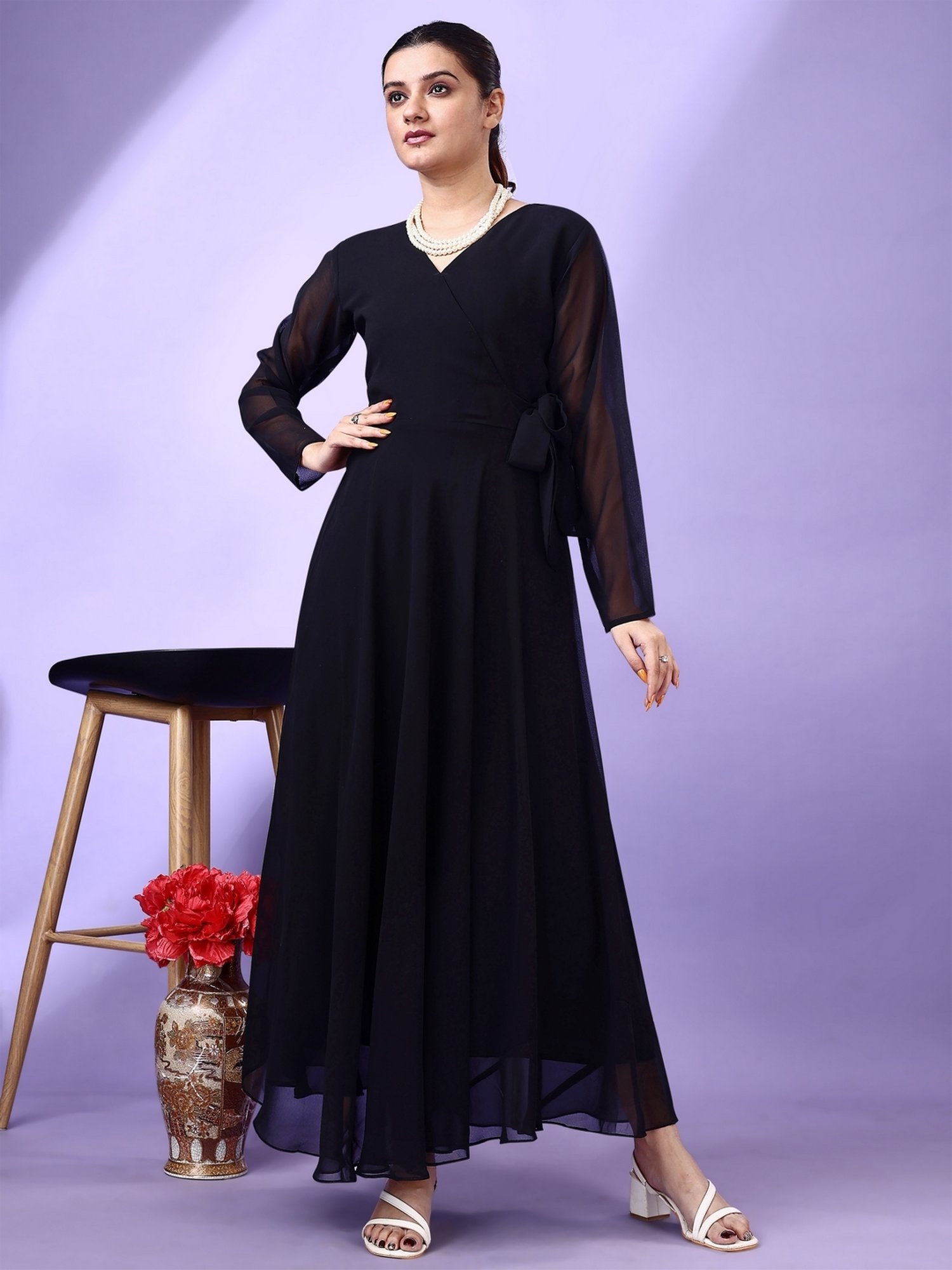 green emerald velvet dress Buy Raabta Fashion Women's Georgette Long Dress with Net Yoge (Blue,  Medium) at Amazon.in main image 1