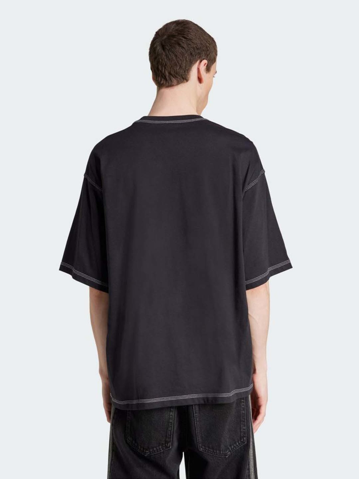 Adidas Originals Black Cotton Oversized Printed T-Shirt