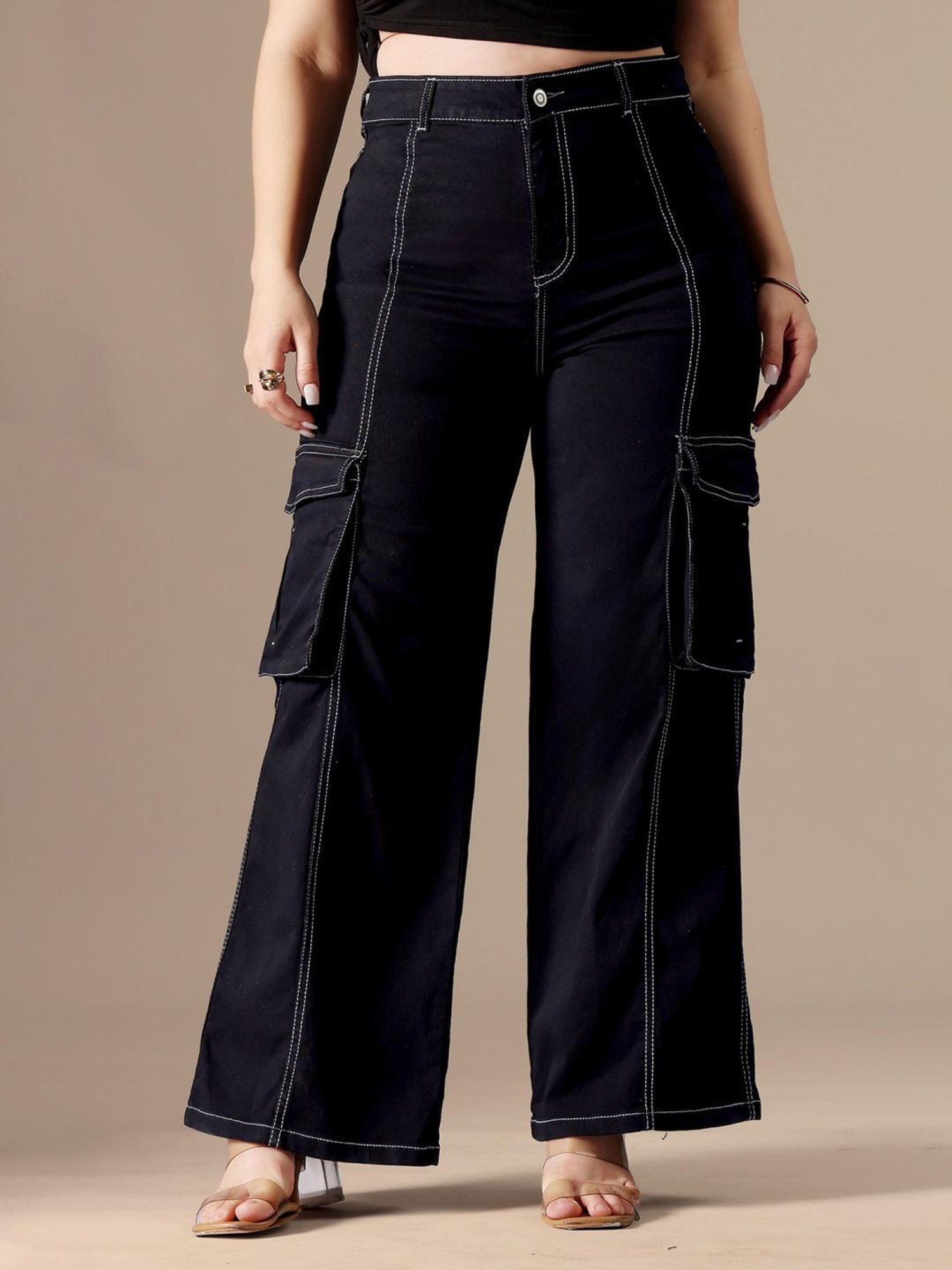 Miss Chase A+ Black Denim Solid High Rise Jeans
