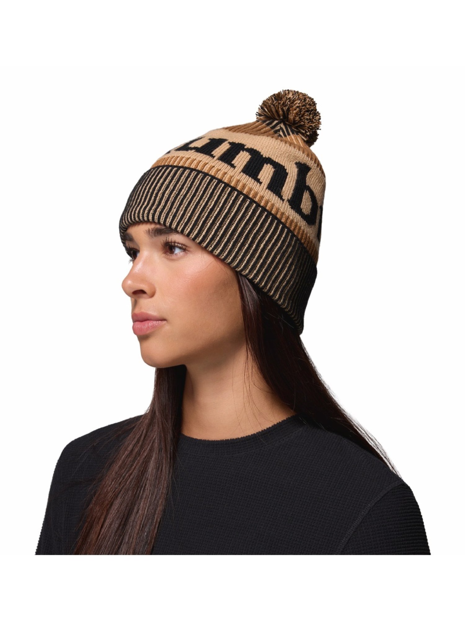 Buy Columbia Black, Camel Brown & Canoe Printed Beanie Online