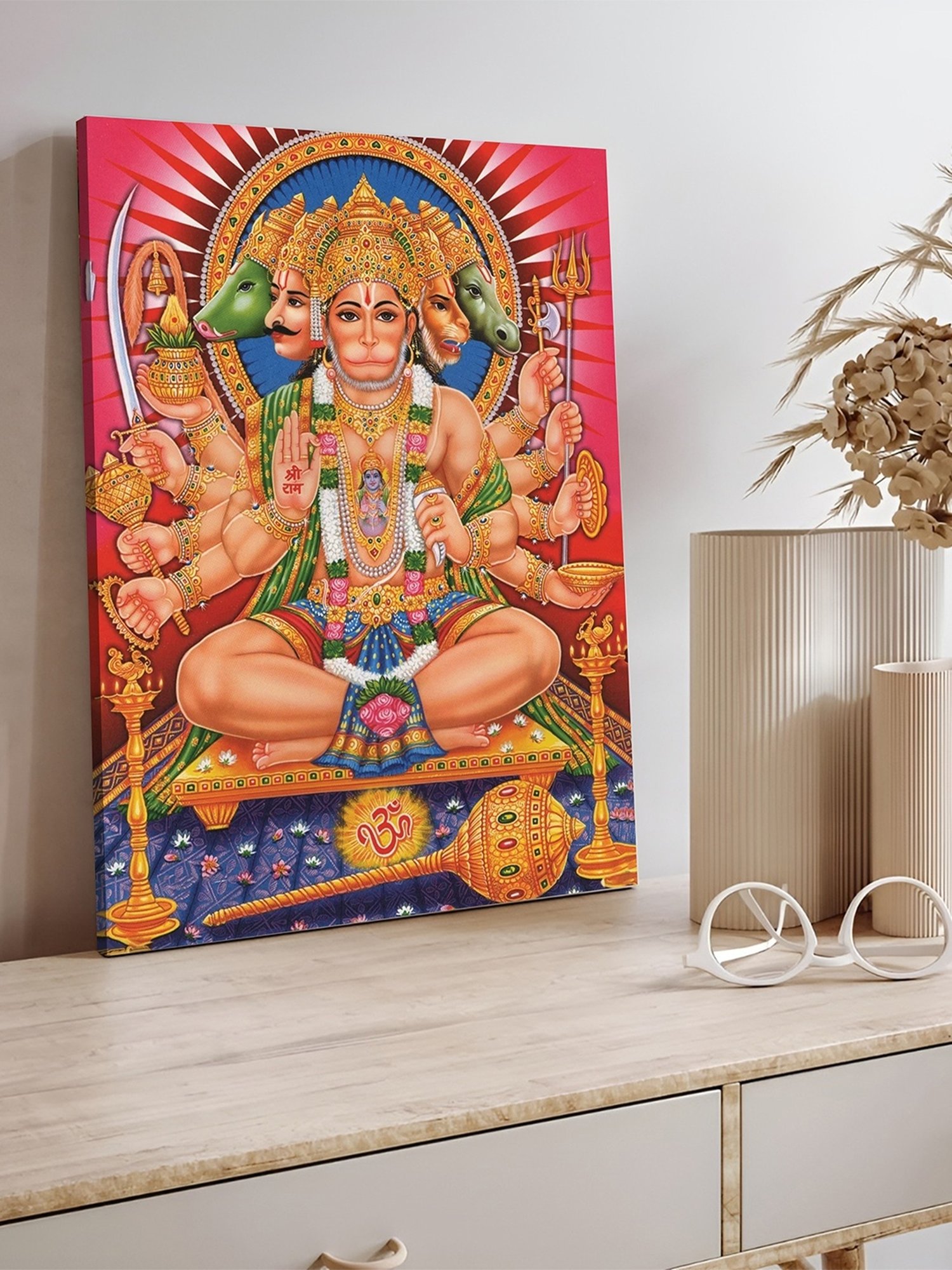 ヨルムンガンド　キャンバスボード Buy Art Street Pink Lord Panchmukhi Hanuman Pooja Room Temple Wall