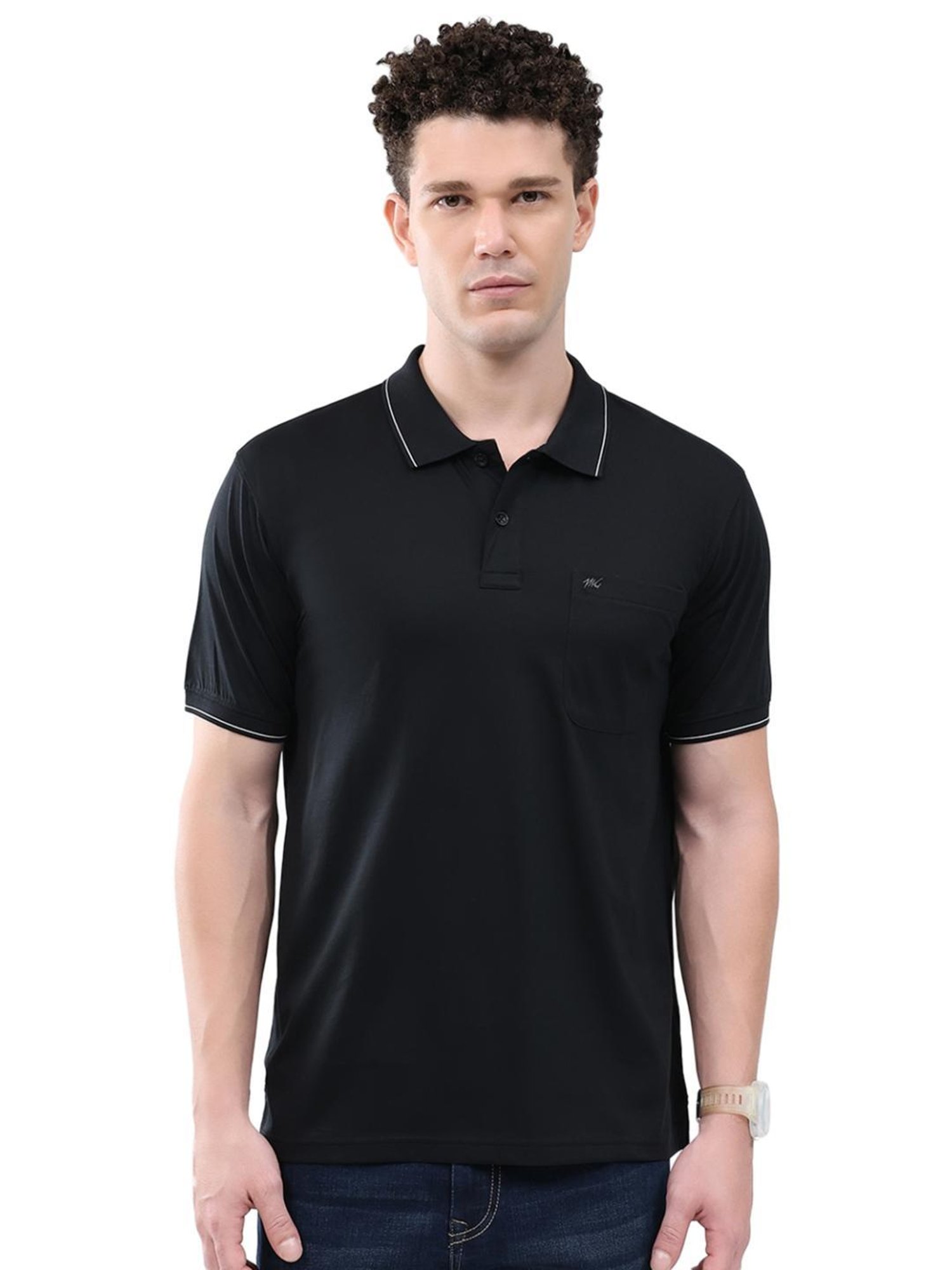 Monte Carlo Black Solid Polo T-Shirt