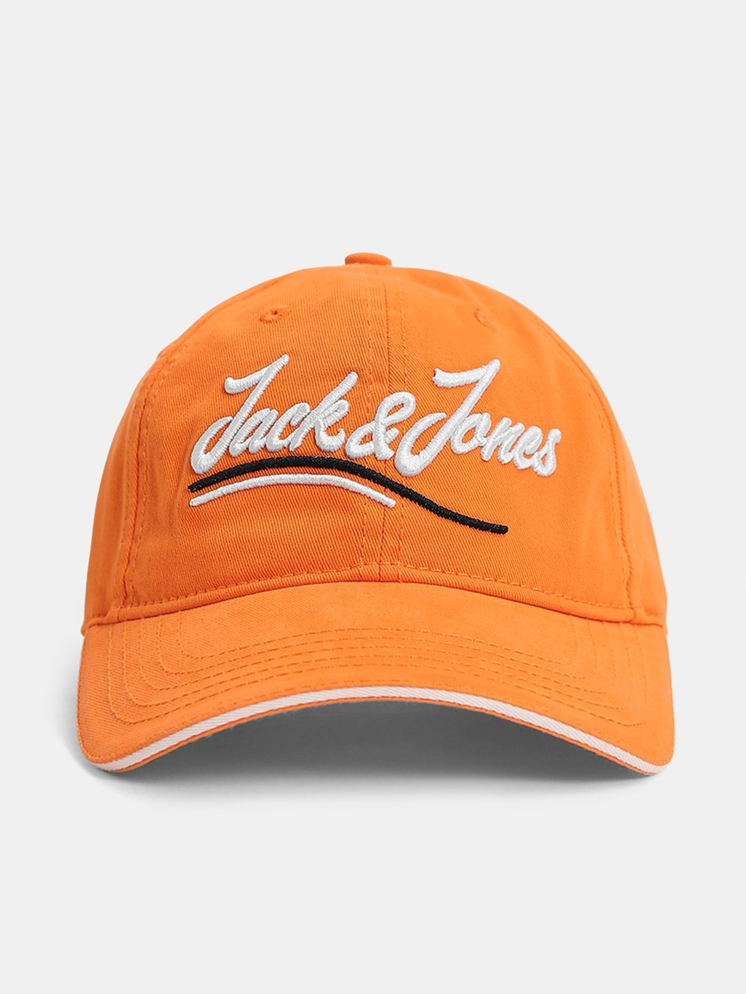 Buy Jack & Jones Flame Orange Embroidered Cap for Men Online